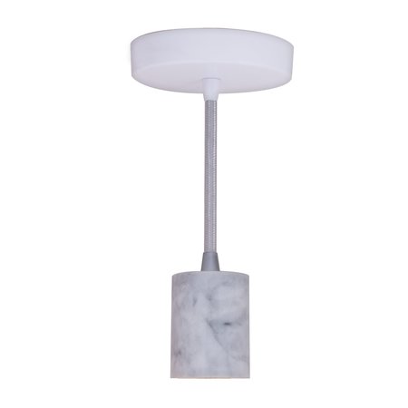 BULBRITE 1-Light White Natural Marble Pendant Socket and Canopy 810092